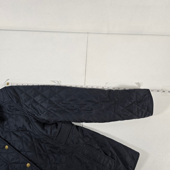 LL Bean Navy Blue Quilted Riding Jacket Plaid Lined Womens Medium Regular 284359 - Picture 4 of 7
